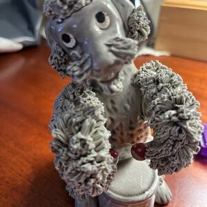 Spaghetti Dog - vintage 1950’s poodle dog playing drums figurine  good condition
